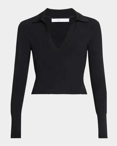 IRO FRAYA RIBBED LONG-SLEEVE CROP TOP