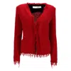 Iro Frayed Jacket In Red Cotton Tweed In Red