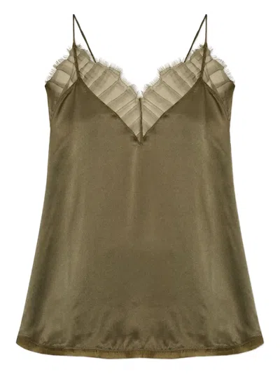 Iro Frayed-lace Blouse In Green