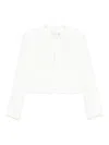 Iro Tweed Cropped Jacket Frayed Edges In White