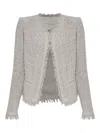 Iro Frayed Tweed Jacket In Gray