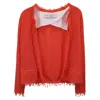 Iro Fringe Open Jacket In Orange Tweed In Orange