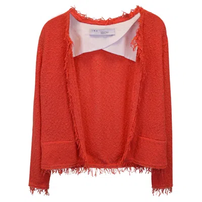Iro Fringe Open Jacket In Orange Tweed