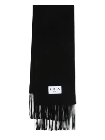 Iro Fringed-edge Wool Scarf In Black
