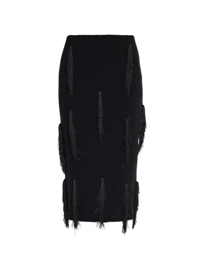 Iro Fringed Ribbed-knit Skirt In Black