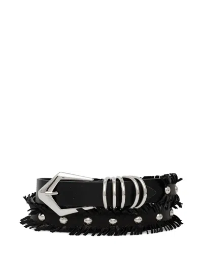 Iro Fringed Stud-embellished Belt In Black