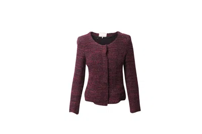 Iro Fringed Tweed Evening Jacket In Burgundy Wool In Red