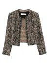 Iro Cropped Frayed Edges Long Sleeves Textured Fabric In Neutral