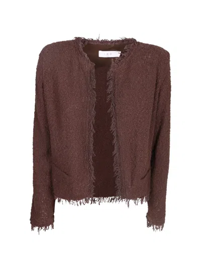 Iro Fringed Tweed Jacket In Brown
