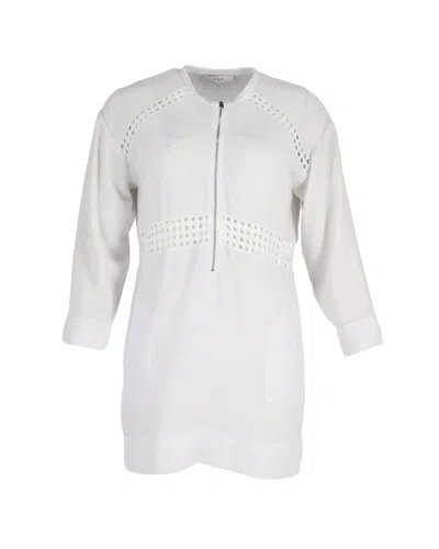 Iro Front Zip Perforated Detail Mini Dress In White Polyester