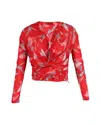 Iro Gabot Pleated Printed Top In Red Silk In Red