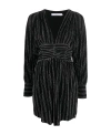 Iro Short Dress With Metallic Ribbed Stripes In Black