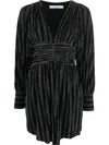 Iro Short Dress With Metallic Ribbed Stripes In Black