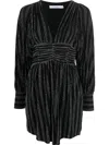 Iro Short Dress With Metallic Ribbed Stripes In Black