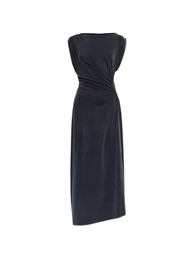 Iro Gathered Asymmetric-hem Dress In Black