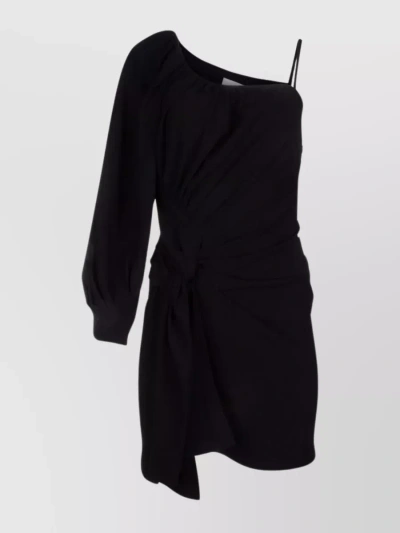 Iro Gathered One-shoulder Draped Mini Dress In Black