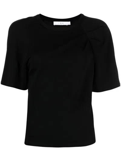 Iro Gathered Wide-sleeve T-shirt In Black