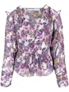 Iro Graphic-print Cold-shoulder Blouse In 粉色