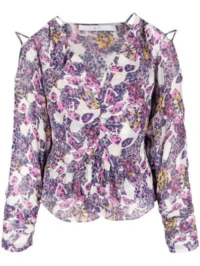 IRO GRAPHIC-PRINT COLD-SHOULDER BLOUSE