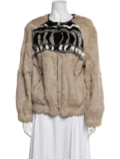 Pre-owned Iro Graphic Print Fur Jacket In Neutrals