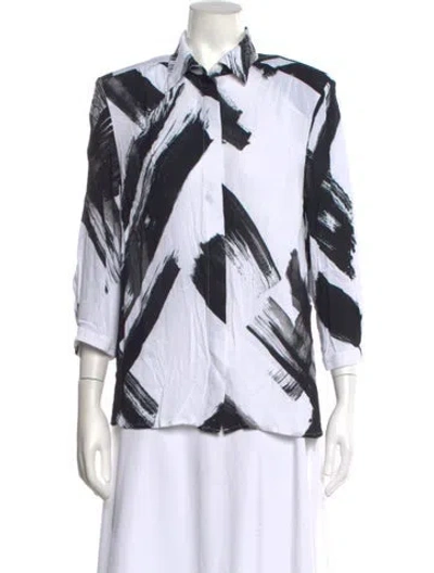 Pre-owned Iro Graphic Print Three-quarter Sleeve Top In White