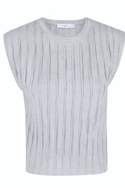 Iro Gray Uzelie Transparent Vertical Striped Cotton Tank Top