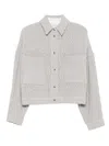 Iro Pabli Textured Weave Cotton Jacket With Patch Pockets In Gray