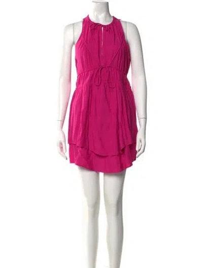 Pre-owned Iro Halterneck Mini Dress In Pink