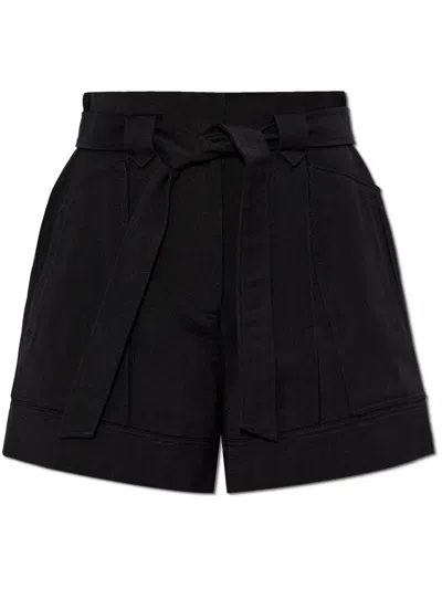 Iro Tailored Black High-waisted Shorts With Self-tie Belt