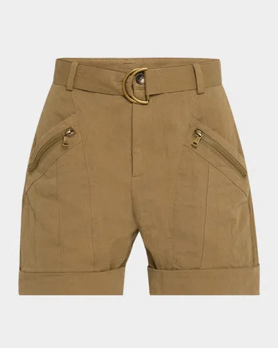 Iro Hano Belted Utility Shorts In Brown