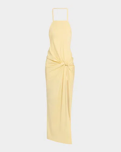 Iro Harmonie Knotted Halter Dress In Light Yellow