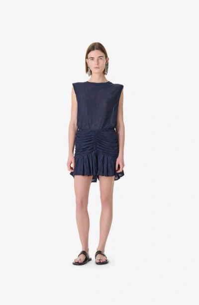 Iro Hasley Ruched Mini Skirt In Blue