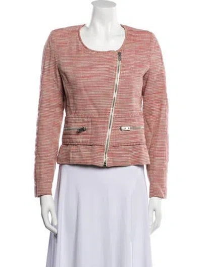 Pre-owned Iro Haven Tweed Pattern Evening Jacket In Red