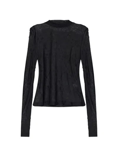 Iro Heavenly Argyle-patterned Top In Black