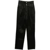 Iro Heim Pleated Straight Leg Pants In Black Leather In Black