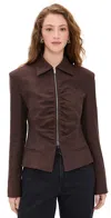 Iro Helvina Long Sleeve Tailored Blazer Jacket In Brown