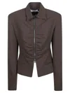 Iro Helvina Long Sleeve Tailored Blazer Jacket In Brown