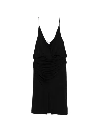 Iro Helya Split V-neck Midi Dress In Black