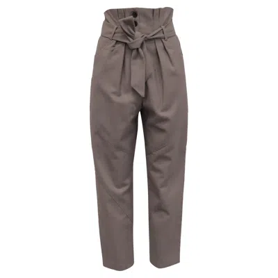 Iro High-rise Belted Carrot Pants In Brown Wool In Gray