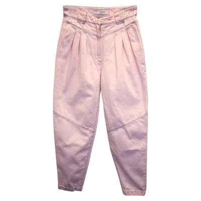 Pre-owned Iro High-waist Pleated Tapered Pants In Pink Cotton Denim