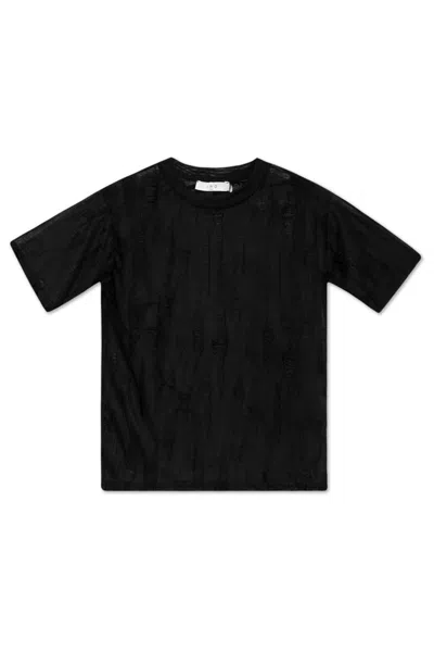 Iro Distressed Semi-sheer T-shirt In Black