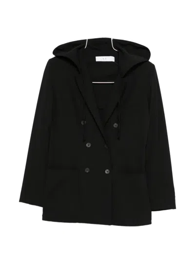 Iro Hooded Double-breasted Coat In Black