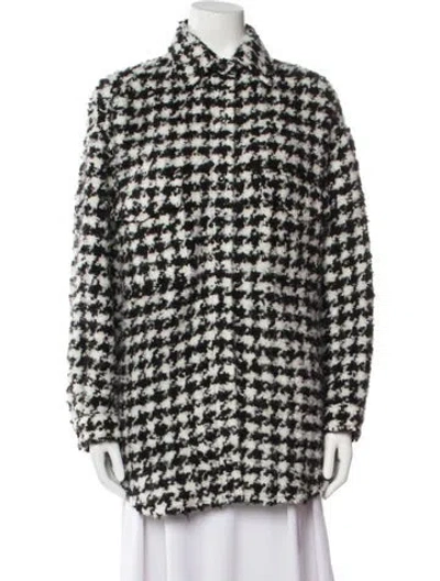 Pre-owned Iro Houndstooth Print Coat In Black