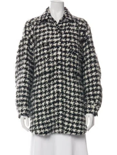 Pre-owned Iro Houndstooth Print Coat In Black