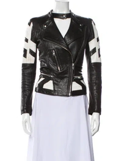 Pre-owned Iro Hyde Lamb Leather Biker Jacket In Gray