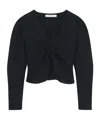 Iro Imae Striped Short V-neck Blouse In Black