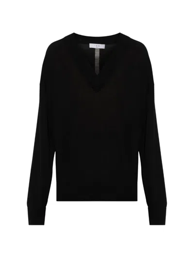 Iro Imagine Ladder-stitch V-neck Sweater In Black