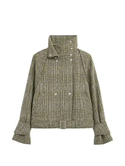 Iro Inja Check-pattern Belted Jacket In Green