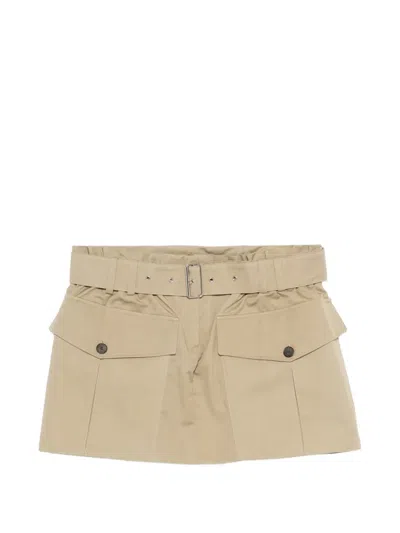 Iro Inoa Cotton Blend Skirt Belted Pockets In Neutral