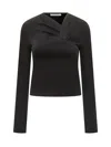 Iro Mala Draped-neckline Long-sleeve Top In Black
